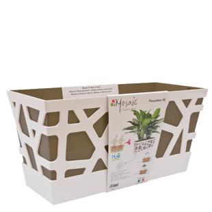 Žardinjera  Mosaic Flowerbox 40 cm bijela / tamnosmeđa + WI